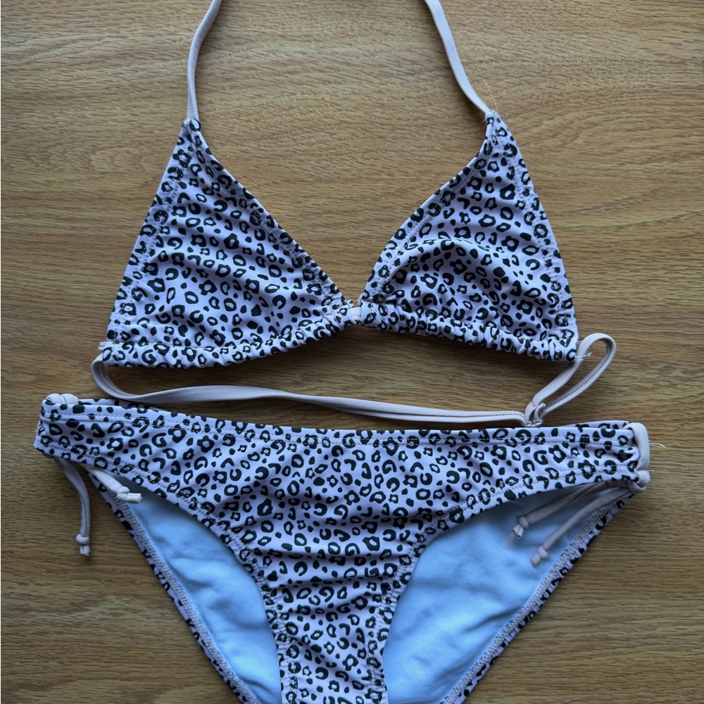 SHEKINI Light Pink Leopard Bikini Set